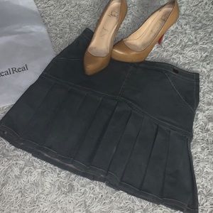 Chanel size 40 grey pleated jeans skirt mini skirt jeans skirt